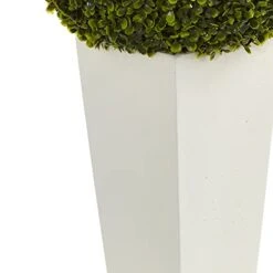 Nearly Natural 6404 Artificial Plant (Indoor/Outdoor) 28†Boxwood Topiary Ball In White Tower Planter, Green,15"Dx15"Wx28"H 10 Nearly Natural 6404 Artificial Plant (Indoor/Outdoor) 28†Boxwood Topiary Ball In White Tower Planter, Green,15"Dx15"Wx28"H -Organic Plant Shop 41YURSinTML