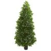 Nearly Natural 5-Ft. Bay Leaf Cone Topiary Artificial UV Resistant (Indoor/Outdoor) Silk Trees Green