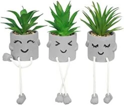 SEMSOIIO 2 Pcs Fake Plants In Cement Pot With Hanging Legs, Creative Artificial Faux Succulent For Home/Office Decor (Tongue & Smoking) -Organic Plant Shop 41ZSKFXv7hL. AC