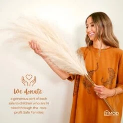 31Mod Faux Pampas Grass With 4 Large Artificial Pampas Grass Stems — 43" (Set Of 4), No-Shedding And Low Maintenance Pampas Grass Decor, Fake Pampas Grass, Pampas Grass Large, Boho Decor (43") -Organic Plant Shop 41ZkyPJTc5L