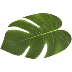 60 Pieces Artificial Palm Leaves - 8 Inches Tropical Monstera Leaf For Luau Hawaiian Birthday Party Decorations, Safari Jungle Baby Shower -Organic Plant Shop 41bQzfzNtBL