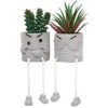 SEMSOIIO 2 Pcs Fake Plants In Cement Pot With Hanging Legs, Creative Artificial Faux Succulent For Home/Office Decor (Tongue & Smoking)
