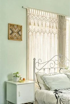 Mkono Macrame Curtain Large Boho Woven Wall Hanging Window Curtains Handmade Bohemian Decor For Window Doorway Closet Wedding Backdrop Arch Bedroom Living Room Apartment, 51''W X 70''L -Organic Plant Shop 41fbKrRqyqL