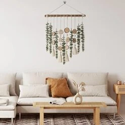 Bathroom Decor Artificial Eucalyptus Hanging Wall Decor Fake Eucalyptus Greenery Leaves Stems Wall Hanging Plants On 16.5 Inch Wooden Stick Boho Rustic Farmhouse Decor For Bedroom Kitchen Dining Room -Organic Plant Shop 41hi0sD7kCL