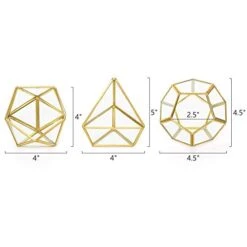 Mkono Artificial Succulent In 3 Pack Mini Glass Geometric Terrarium, Miniature Potted Faux Plant Bookshelf Desk Boho Office Room Decor For Women Girls Dorm Gift Idea, Gold -Organic Plant Shop 41ifphPBwML