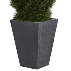 Nearly Natural 5703 Cypress Double Spiral Topiary In Slate Planter, 4' , Green 7 Nearly Natural 5703 Cypress Double Spiral Topiary In Slate Planter, 4' , Green -Organic Plant Shop 41jAuVXR0zS