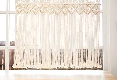 Mkono Macrame Valance And 2 Pack Macrame Storage Baskets Handmade Boho Home Decor For Bedroom Nursery Livingroom Dorm 2 Mkono Macrame Valance And 2 Pack Macrame Storage Baskets Handmade Boho Home Decor For Bedroom Nursery Livingroom Dorm - Image 2