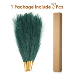 Eyamumo 7 Stems Faux Pampas Grass 17.7''/45cm Tall, Small Fluffy Pompas Decor, Fake Artificial Pampas Grass For Floor Vase Home Office Boho Decor, MalachiteGreen Faux Pompas Grass -Organic Plant Shop 41kKxU8K07L