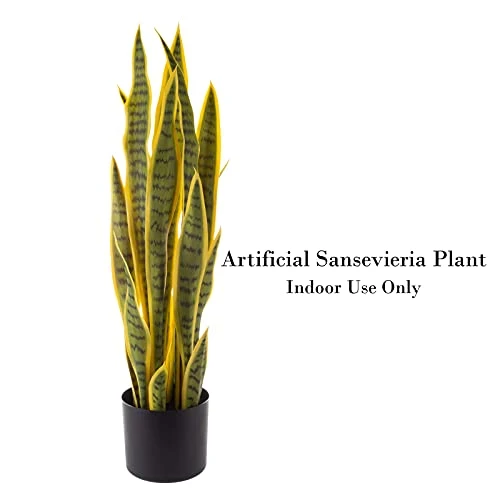 Artificial Sansevieria Snake Plant – 29.5-Inch Potted Fake Upward Foliage For Home Or Office Decoration – Pointed Polyester Leaves By Pure Garden 4 Artificial Sansevieria Snake Plant – 29.5-Inch Potted Fake Upward Foliage For Home Or Office Decoration – Pointed Polyester Leaves By Pure Garden - Image 4