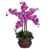 Nearly Natural 1211-OR Phalaenopsis With Decorative Vase Silk Flower Arrangement, Orchid,12" X 12" X 35"