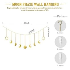 Mkono Moon Phase Wall Hanging Boho Aesthetic Room Decor Metal Moons Garland Hanging Art Bohemian Home Decoration For Girls Room Nursery Bedroom Livingroom Dorm, Ideal Gift, Gold, 50" -Organic Plant Shop 41kr3V8StwL