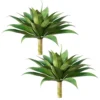 Ferrgoal Artificial Plants Fake Agave Succulent Plant 28 Inch Big Size Faux Succulents Stems For Indoor Outdoor Realistic & Natural Home Decor Plants For Office Perfect Housewarming Gift Green 2 Pack