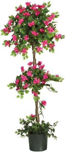 Nearly Natural 5228 Mini Bougainvillea Topiary Beauty, 5-Feet,9" X 9" X 62.5" , Green