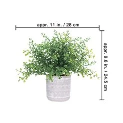 Set Of 3 Assorted Small Potted Plants Fake Eucalyptus Boxwood Plants And Aloe Succulent Plant In Gray Geometric Concrete Ceramic Pots For Gifts Home Kitchen Table Desk Indoor Outdoor Greenery Decor