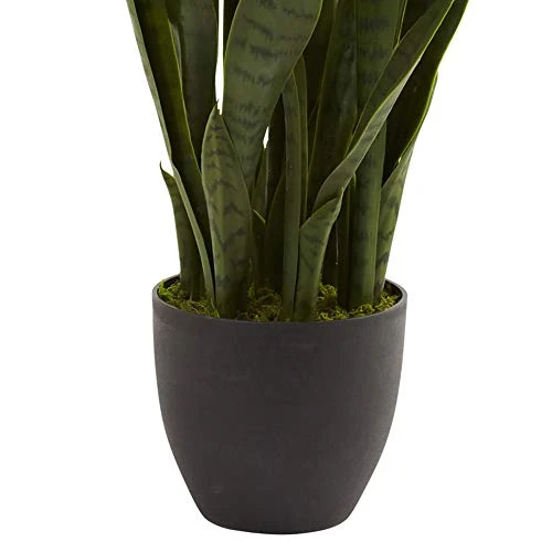 Nearly Natural, Green 4855 35in. Sansevieria With Black Planter 4 Nearly Natural, Green 4855 35in. Sansevieria With Black Planter - Image 4
