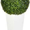 Nearly Natural 6404 Artificial Plant (Indoor/Outdoor) 28â€ Boxwood Topiary Ball In White Tower Planter, Green,15"Dx15"Wx28"H