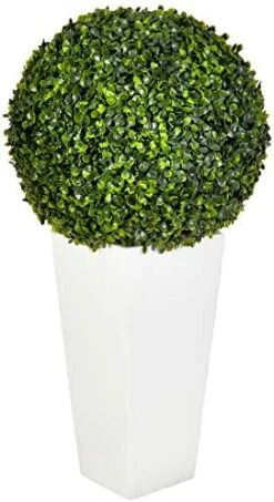 Nearly Natural 6404 Artificial Plant (Indoor/Outdoor) 28†Boxwood Topiary Ball In White Tower Planter, Green,15"Dx15"Wx28"H 13 Nearly Natural 6404 Artificial Plant (Indoor/Outdoor) 28†Boxwood Topiary Ball In White Tower Planter, Green,15"Dx15"Wx28"H -Organic Plant Shop 41nKnzQbfkL. AC