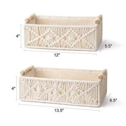 Mkono Macrame Valance And 2 Pack Macrame Storage Baskets Handmade Boho Home Decor For Bedroom Nursery Livingroom Dorm 7 Mkono Macrame Valance And 2 Pack Macrame Storage Baskets Handmade Boho Home Decor For Bedroom Nursery Livingroom Dorm -Organic Plant Shop 41nwVVyzB2L