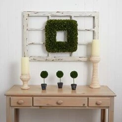 Nearly Natural 17" Tea Leaf Square Wreath UV Resistant Artificial Plant, Green 8 Nearly Natural 17" Tea Leaf Square Wreath UV Resistant Artificial Plant, Green -Organic Plant Shop 41p4r9t0xqL