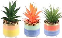 Letinaner Artificial Succulent Plants Faux Pineapple In Pots Artificial Plants Greenery Decorations For Hotel Restaurant Home Office Kitchen Table, Set Of 3