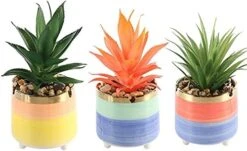 Letinaner Artificial Succulent Plants Faux Pineapple In Pots Artificial Plants Greenery Decorations For Hotel Restaurant Home Office Kitchen Table, Set Of 3 -Organic Plant Shop 41pNIh2kvSL. AC
