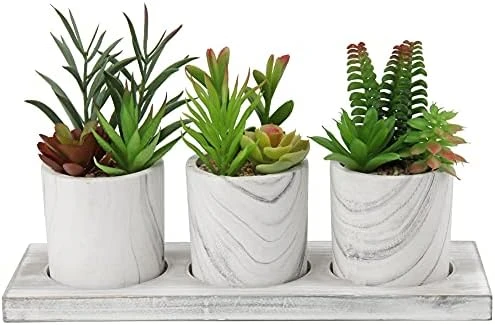 Briful Succulents Plants Artificial In Marble Pot Set Of 3 Small Fake Succulents Plants Faux Succulents With Wood Tray For Table Shelf Office Home Decorations 8 Briful Succulents Plants Artificial In Marble Pot Set Of 3 Small Fake Succulents Plants Faux Succulents With Wood Tray For Table Shelf Office Home Decorations - Image 8