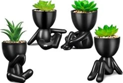 SEMSOIIO 2 Pcs Fake Plants In Cement Pot With Hanging Legs, Creative Artificial Faux Succulent For Home/Office Decor (Tongue & Smoking) -Organic Plant Shop 41sNi8KNuiL. AC