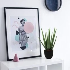 Beebel Artificial Succulent Fake Aloe For Bathroom Home Office Decor,Faux Succulent Plant With Black Plastic Planter,Artificial Potted Plant For House Decor (Aloe Succulent/13 Leaf) -Organic Plant Shop 41tptlBm9JL