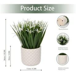 Briful Small Artificial Grass Plant Decor Wheat Fake Plant With Flowers In Ceramic Pot Real Touch Potted Greenery Faux Plant For Kitchen Countertop Tabletop Bookshelf Coffee Decorations -Organic Plant Shop 41uFT721JrL