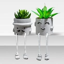 Lavenor Artificial Potted Plant Fake Succulent Plant Cute Hanging Leg Emotional Cement Potted Succulents Decor For Desk Shelf Bedroom Living Room And Office Decoration(Type A + Type C) -Organic Plant Shop 41vOpWaeYYL. AC