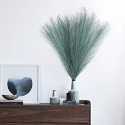 Eyamumo 7 Stems Faux Pampas Grass 17.7''/45cm Tall, Small Fluffy Pompas Decor, Fake Artificial Pampas Grass For Floor Vase Home Office Boho Decor, MalachiteGreen Faux Pompas Grass -Organic Plant Shop 41yIbBTAAhL