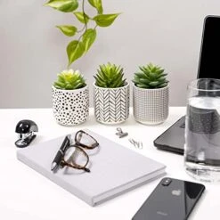 Kurrajong Farmhouse Artificial Succulents In Pots | Set Of 3 Black And White Ceramic Pots With Green Succulents Artificial | Faux Plants Indoor Fake Plants In Pots 4.75" High -Organic Plant Shop 41zgMrsQg8L