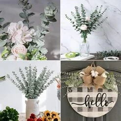 24pcs Eucalyptus Stems Decor 18" Tall Artificial Eucalyptuses Leaves Real Touch Faux Flower Greenery Branches Bulk For Home Office Centerpiece Floral Arrangement Farmhouse Wedding Bouquet Decoration -Organic Plant Shop 510dcwVPYiL