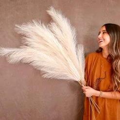 31Mod Faux Pampas Grass With 4 Large Artificial Pampas Grass Stems — 43" (Set Of 4), No-Shedding And Low Maintenance Pampas Grass Decor, Fake Pampas Grass, Pampas Grass Large, Boho Decor (43") -Organic Plant Shop 511EN3CTOAL. AC