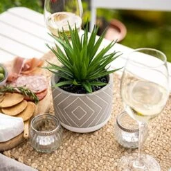 Kurrajong Farmhouse 8" X 4.5" Beautiful Fake Plant | Artificial Potted Plant Decor | Faux Plant | Artificial Succulent Plants Potted For Home Decor Indoor | Fake Potted Plant | Fake Succulents -Organic Plant Shop 512q4YOOzbL