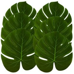Hopeak Artificial Palm Leaves, 24 Pieces Large Palm Leaves For Hawaiian Luau Party Jungle Beach Theme Party Birthday Party Table And Wall Decorations