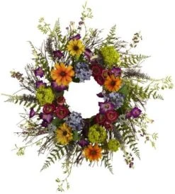 Nearly Natural 24-Inch Spring Garden Wreath With Twig Base, Multicolored/Green & 4578 Garden Flower Teardrop,24" 8 Nearly Natural 24-Inch Spring Garden Wreath With Twig Base, Multicolored/Green & 4578 Garden Flower Teardrop,24" -Organic Plant Shop 513keb3hthL. AC