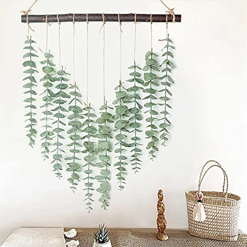 Artificial Eucalyptus Greenery Hanging Wall Decor Fake Eucalyptus Vines Wall Hanging Plants With Wooden Stick Farmhouse Rustic Boho Wall Decor For Bedroom, Living Room, Entryway And Bathroom Decor 5 Artificial Eucalyptus Greenery Hanging Wall Decor Fake Eucalyptus Vines Wall Hanging Plants With Wooden Stick Farmhouse Rustic Boho Wall Decor For Bedroom, Living Room, Entryway And Bathroom Decor - Image 5
