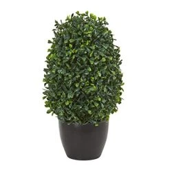 Nearly Natural 13” Boxwood Topiary Artificial UV Resistant (Indoor/Outdoor) Silk Plants Green