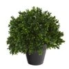 Nearly Natural Mini 10in. Boxwood Topiary Artificial Plant UV Resistant (Indoor/Outdoor), Green