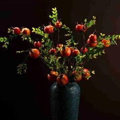 JD ARTIFICIAL PLANTS 4PCS 26 Inch Artificial Pomegranate Branches Fake Greenery Plants For Home Décor Office Restaurant Wedding Garden Patio Shop Window Photography Props(2pcs Red&2pcs Orange) -Organic Plant Shop 515XPHyO68S