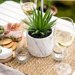 Kurrajong Farmhouse - Marble Pattern Pot With Faux Succulent Plant - 8" High - Artificial Plant - Potted Plant - Succulent Plants Artificial - Fake Succulent - Faux Plant Pot -Organic Plant Shop 515oRR8y8wL