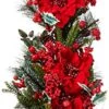 Nearly Natural 4656 Poinsettia Teardrop Wreath, Red/Green