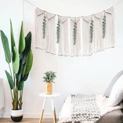 Heemlaxie Macrame Boho Wall Hanging Decor Woven Tapestry Wedding Christmas Backdrop Decoration For Home Apartment Nursery Bedroom Dorm Room (white) -Organic Plant Shop 517M5iGTj1L. AC