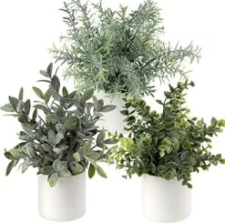 Briful Mini Fake Plants Set Of 2 Small Faux Plant Eucalyptus Rosemary Greenery Potted Plants Artificial Decor For Home Table Office Room Desk Bathroom Shelf Kitchen Farmhouse Mantel Decoration -Organic Plant Shop 517RUVcwXL. AC