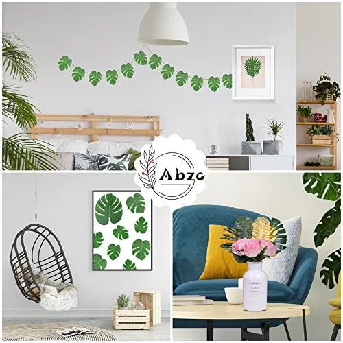 77 Pieces 9 Kinds Artificial Palm Leaves For Tropical Party Decorations Golden Tropical Leaves With Stems Jungle Leaves Decoration Hawaiian Party Beach Baby Shower Wedding Birthday Decorations 4 77 Pieces 9 Kinds Artificial Palm Leaves For Tropical Party Decorations Golden Tropical Leaves With Stems Jungle Leaves Decoration Hawaiian Party Beach Baby Shower Wedding Birthday Decorations - Image 4