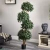 Nearly Natural 5244 Sweet Bay Topiary With Silk Tree, 69-Inch, Green