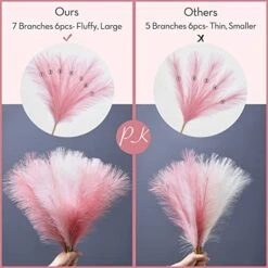 Serwalin Pampas Grass Pink 17.7 Inch 6pcs, Artificial Pampas Grass Faux Pink Pompas Grass Decor, Short Pompous Grass Blush Room Decoration, Wedding Centerpieces Mothers Day Pink Home Decor -Organic Plant Shop 518mTHIJY5L
