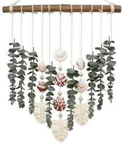 Boho Wall Decor Artificial Eucalyptus Greenery Wall Hanging Bathroom Decor Fake Eucalyptus Plants Leaves With Seashell On Stick Rustic Farmhouse Natural Home Decorations For Bedroom Nursery Kitchen -Organic Plant Shop 518pIvtdIL. AC