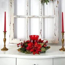 Nearly Natural 4920 Poinsettia And Berry Candleabrum, Red 7 Nearly Natural 4920 Poinsettia And Berry Candleabrum, Red -Organic Plant Shop 519twrcWZmL